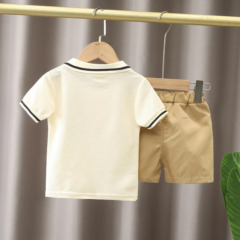 Conjunto Infantil Ursinho Meninos com Camiseta Polo e Shorts