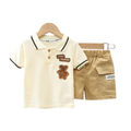 Conjunto Infantil Ursinho Meninos com Camiseta Polo e Shorts