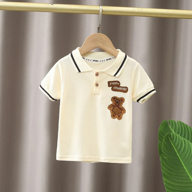 Conjunto Infantil Ursinho Meninos com Camiseta Polo e Shorts