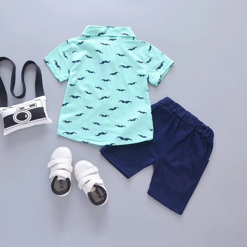 Conjunto Infantil Verão Camisa Estampada + Shorts em Algodão