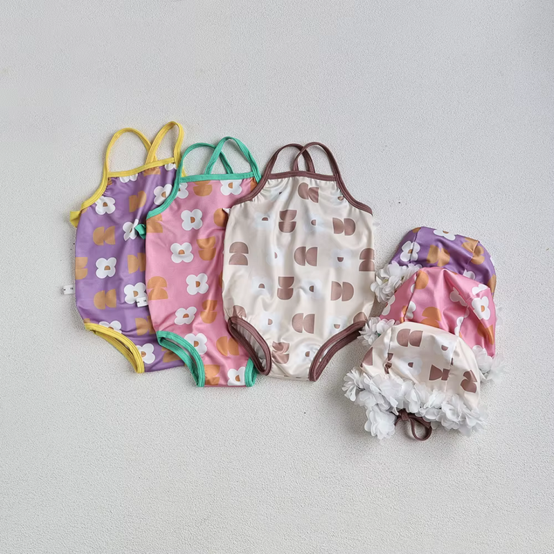 Maiô Floral Bebê Meninas com Chapéu – 6/9 Meses a 3 Anos